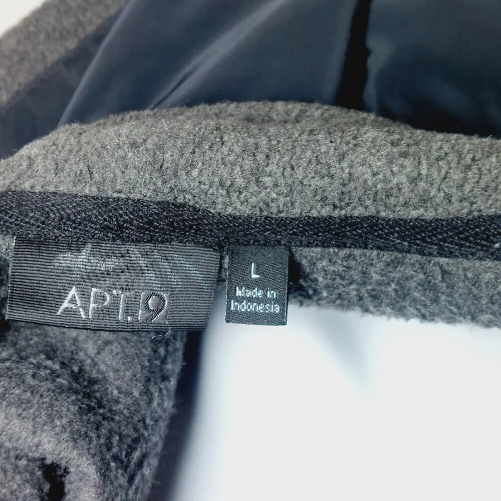 Apt. 9 Men's Black Gray Mock Neck Shell Fleece Full Zip Jacket Size L